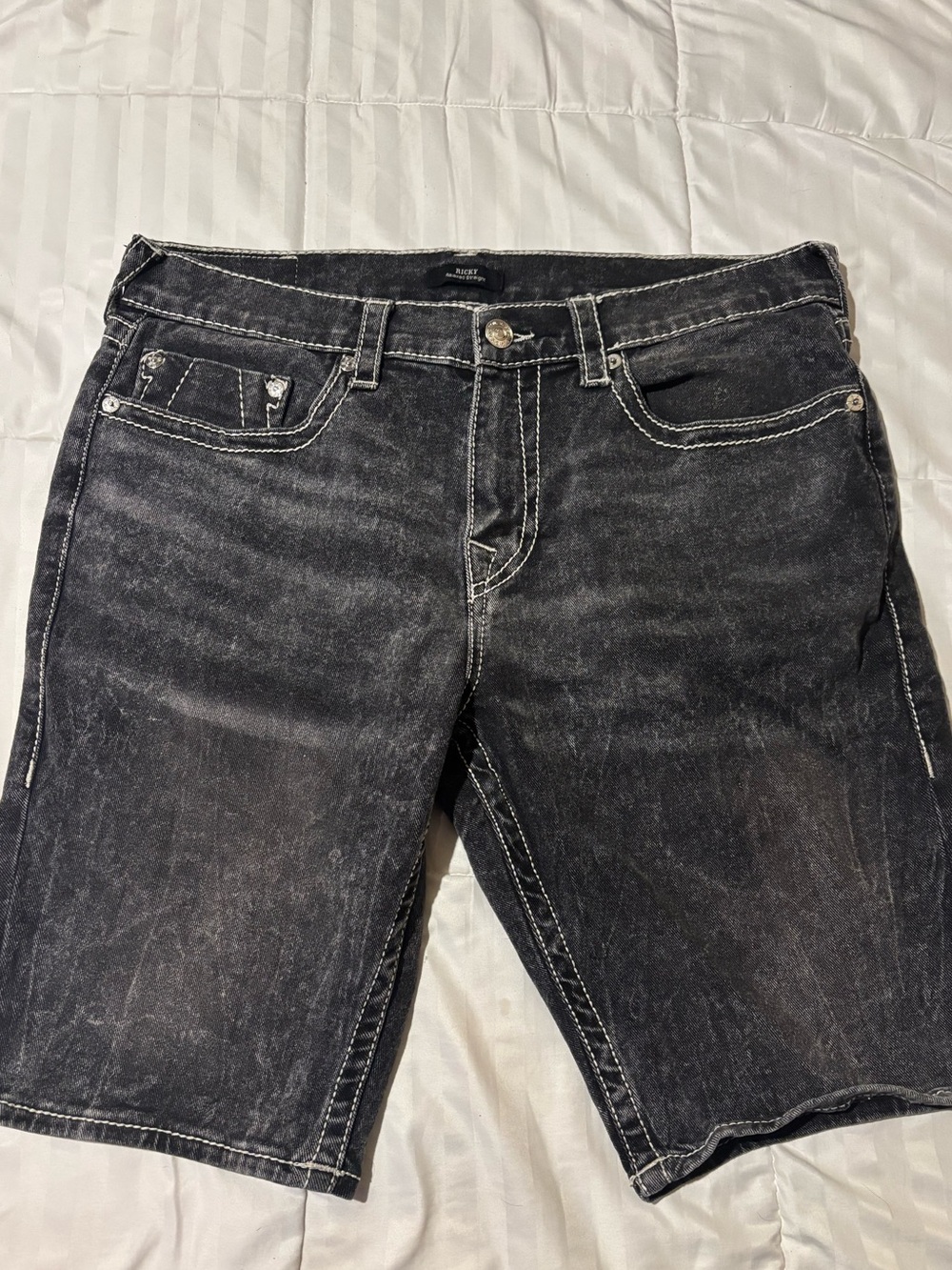 True Religion Black Washed Denim Jean Shorts